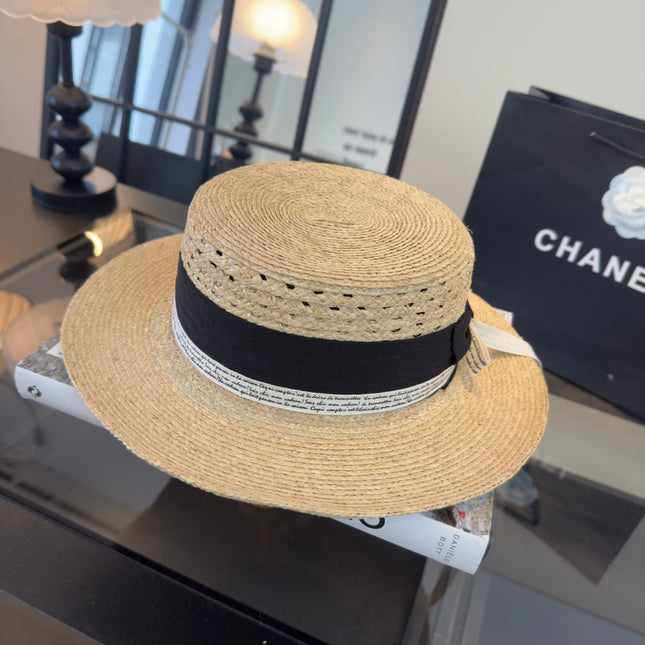 CHANEL 26S FLAT-BRIM STRAW HAT 338061