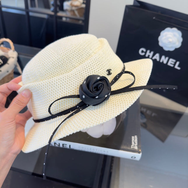 CHANEL 26S BOATER HAT WITH BLACK BOW 338036