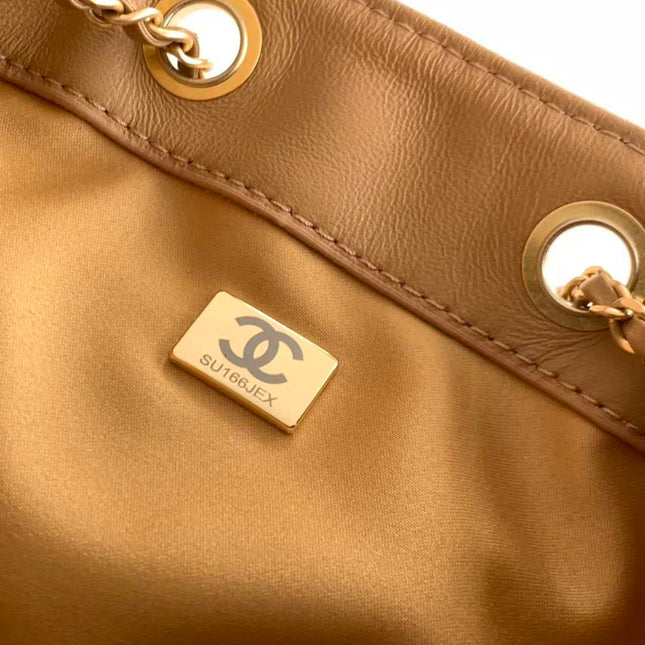CHANEL 25S HOBO BAG 40 IN BROWN SUEDE WITH GOLD HARDWARE