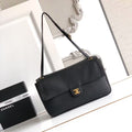 CHANEL 26S SOUPLISSIMO MAXI FLAP MEDIUM 32 IN BLACK GRAINED CALFSKIN GOLD HARDWARE