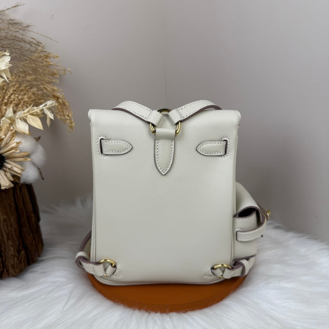 HM 25S KELLY JUMP 17 CM IN WHITE SWIFT WITH GOLD HARDWARE