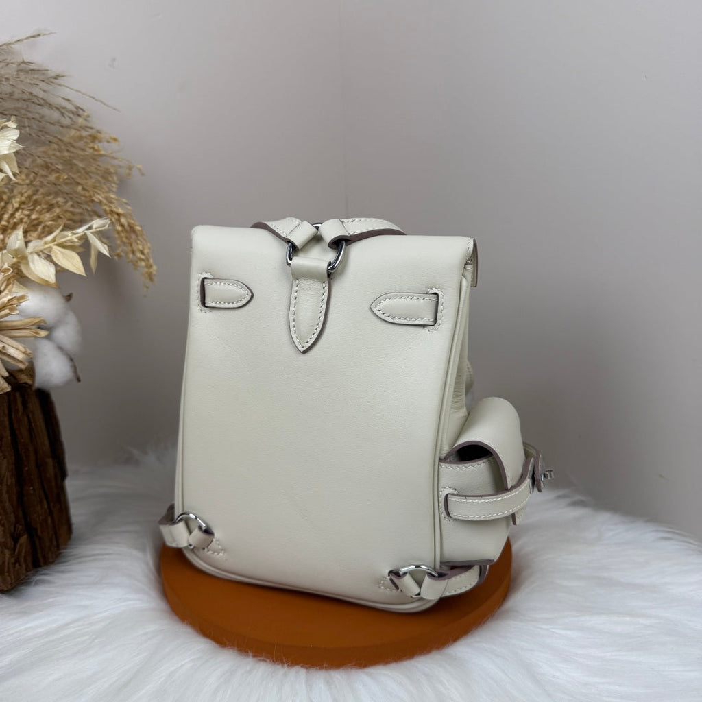 HM 25S KELLY JUMP 17 CM IN WHITE SWIFT WITH SILVER HARDWARE