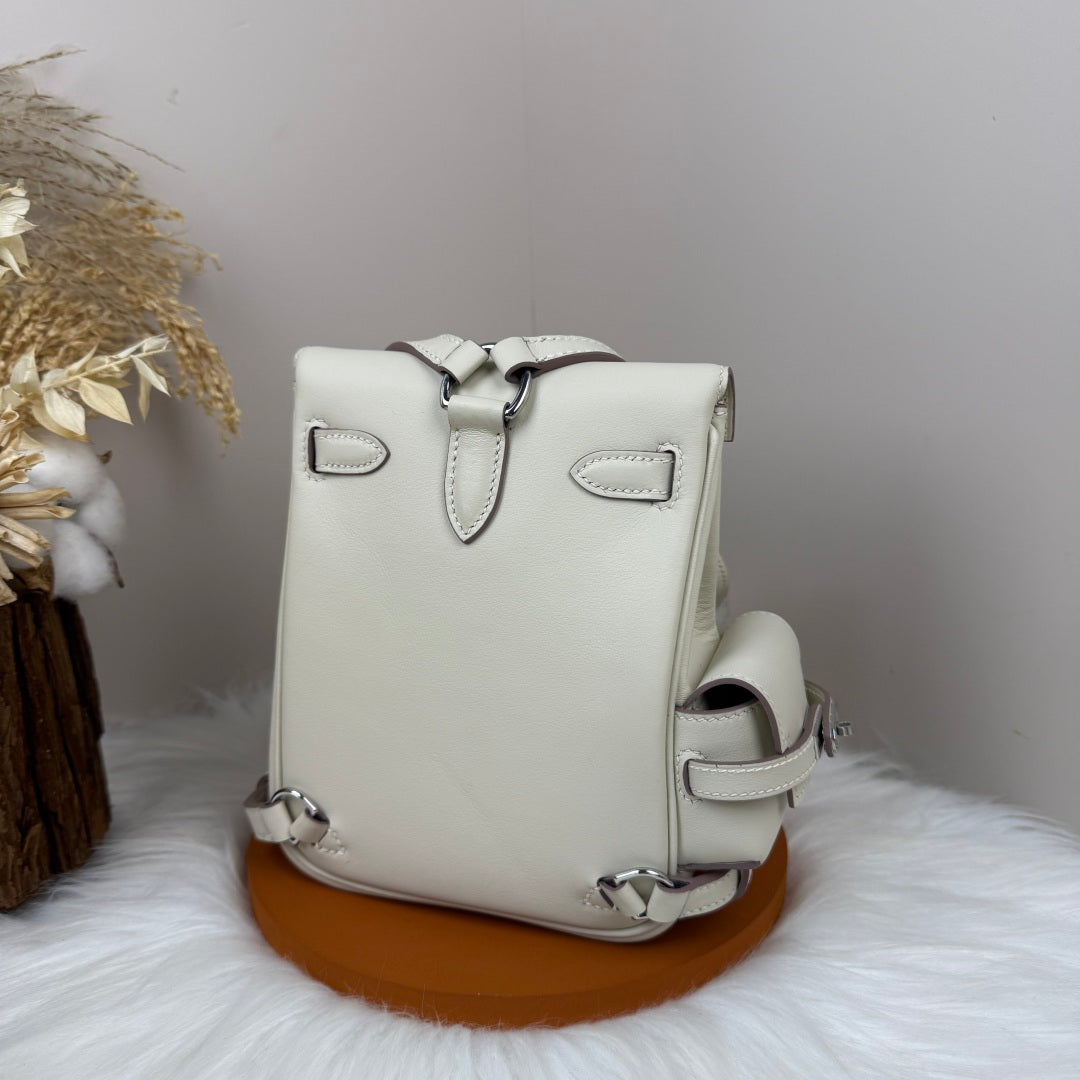 HM 25S KELLY JUMP 17 CM IN WHITE SWIFT WITH SILVER HARDWARE