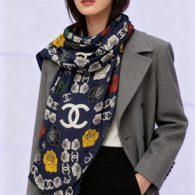 CHANEL 25S SCARF 140 CM IN CASHMERE AND SILK 943338