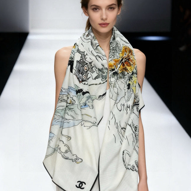 CHANEL 25S SCARF 135 IN CASHMERE 991637