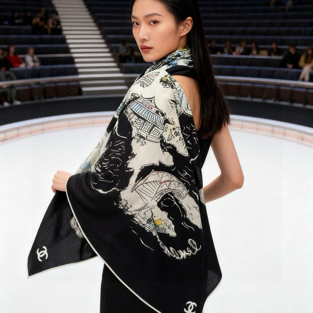 CHANEL 25S SCARF 135 IN CASHMERE 991638