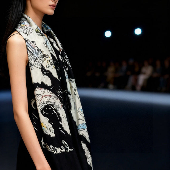 CHANEL 25S SCARF 135 IN CASHMERE 991638