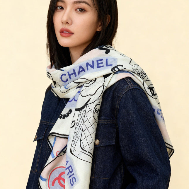 CHANEL 25S SCARF 135 IN CASHMERE 991652
