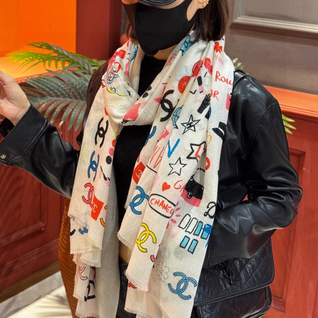 CHANEL 25S SCARF 200 IN LINEN 991722