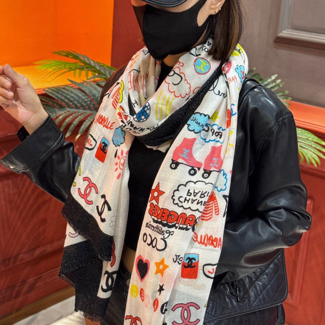 CHANEL 25S SCARF 200 IN LINEN 991723