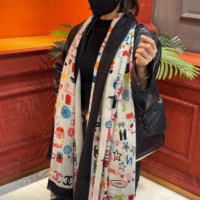 CHANEL 25S SCARF 200 IN LINEN 991723