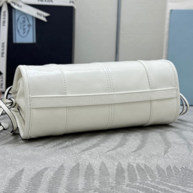 PRADA 25S BONNIE MINI HANDBAG 23 IN WHITE CALFSKIN GOLD HARDWARE