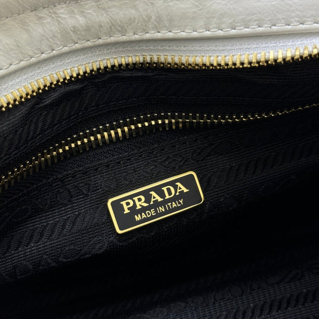 PRADA 25S BONNIE MINI HANDBAG 23 IN WHITE CALFSKIN GOLD HARDWARE