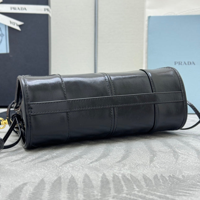 PRADA 25S BONNIE MINI HANDBAG 23 IN BLACK CALFSKIN GOLD HARDWARE