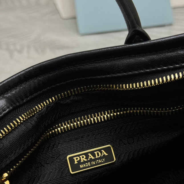 PRADA 25S BONNIE MINI HANDBAG 23 IN BLACK CALFSKIN GOLD HARDWARE