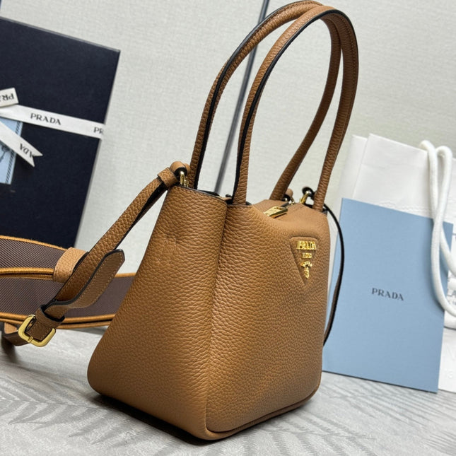 PRADA 25S SMALL BAG 23 IN CARAMEL CALFSKIN GOLD HARDWARE