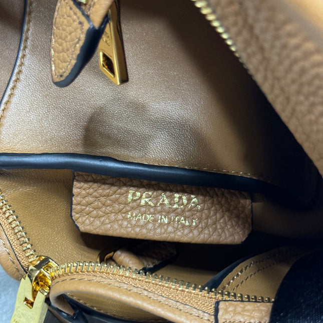 PRADA 25S SMALL BAG 23 IN CARAMEL CALFSKIN GOLD HARDWARE