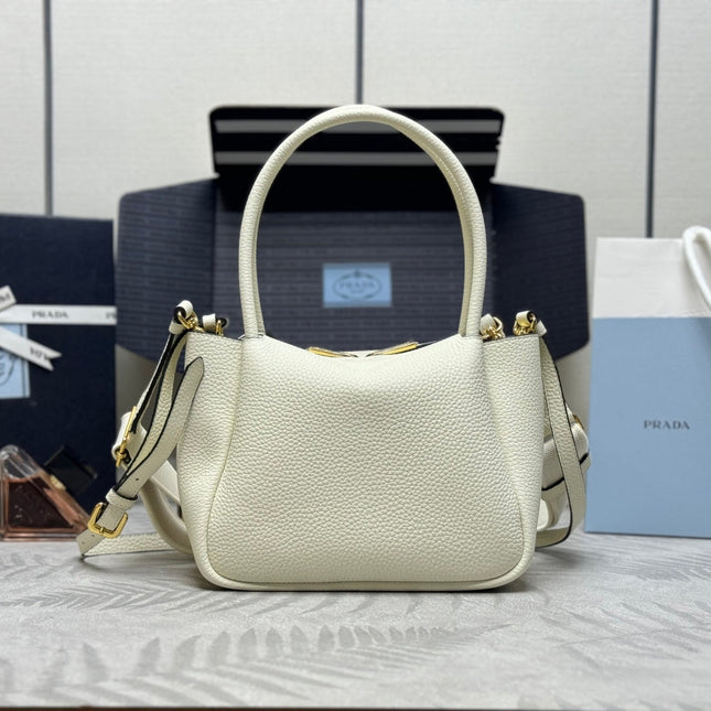 PRADA 25S SMALL BAG 23 IN IVORY CALFSKIN GOLD HARDWARE