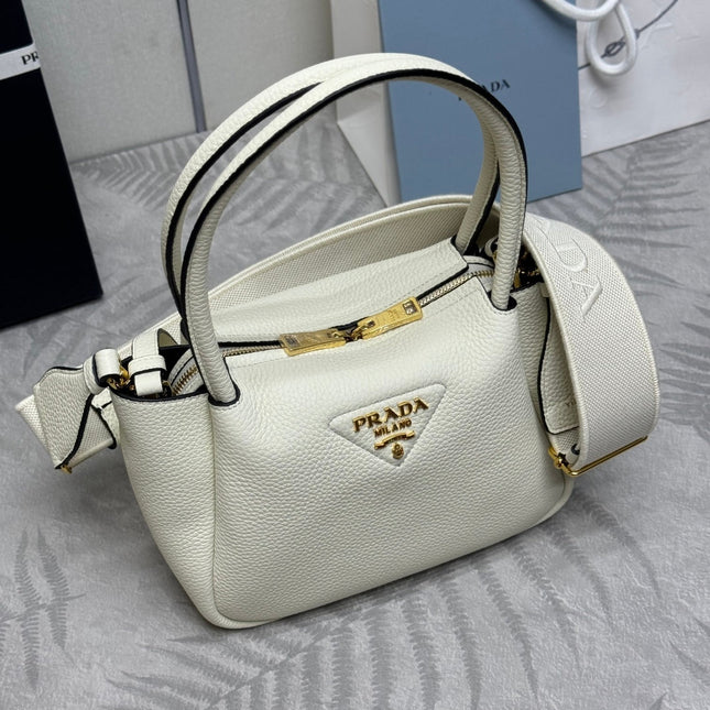 PRADA 25S SMALL BAG 23 IN IVORY CALFSKIN GOLD HARDWARE