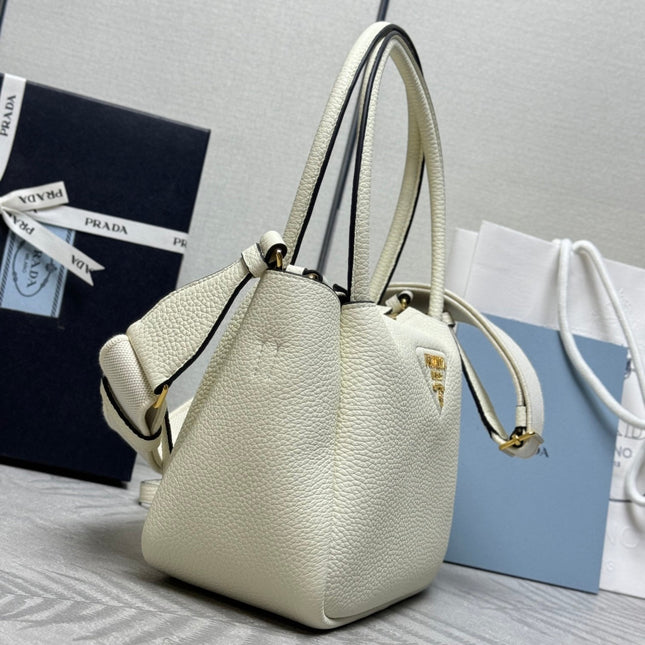 PRADA 25S SMALL BAG 23 IN IVORY CALFSKIN GOLD HARDWARE