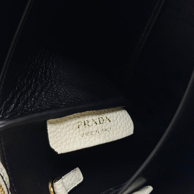 PRADA 25S SMALL BAG 23 IN IVORY CALFSKIN GOLD HARDWARE