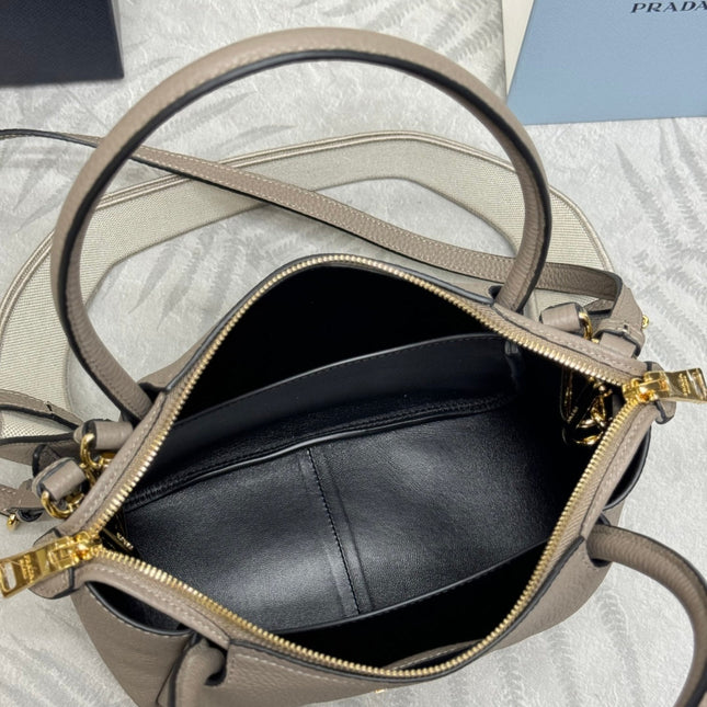 PRADA 25S SMALL BAG 23 IN TAUPE CALFSKIN GOLD HARDWARE