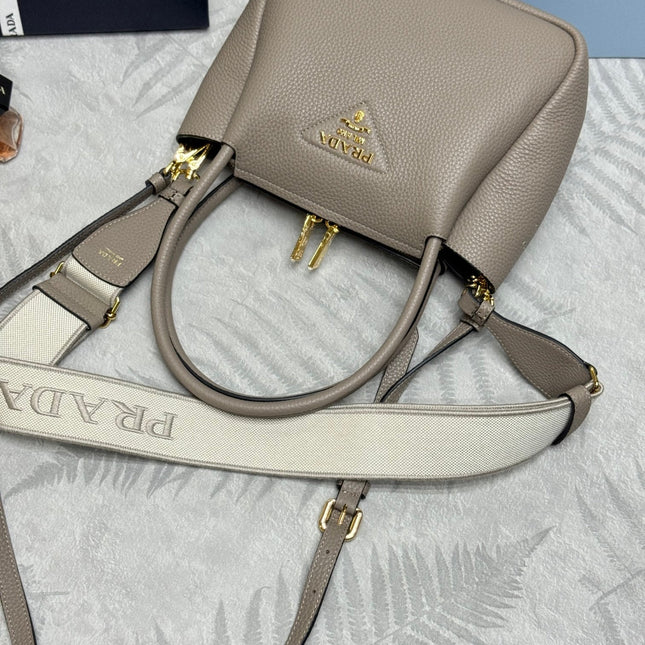 PRADA 25S SMALL BAG 23 IN TAUPE CALFSKIN GOLD HARDWARE