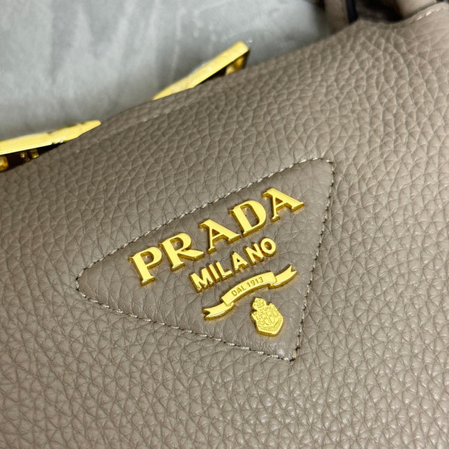 PRADA 25S SMALL BAG 23 IN TAUPE CALFSKIN GOLD HARDWARE