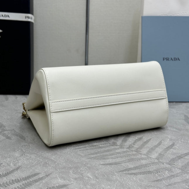 PRADA 25S ENCHAINE MINI BAG 22 IN WHITE CALFSKIN GOLD HARDWARE