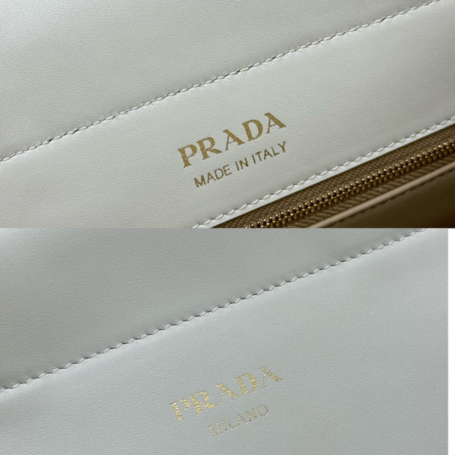 PRADA 25S ENCHAINE MINI BAG 22 IN WHITE CALFSKIN GOLD HARDWARE