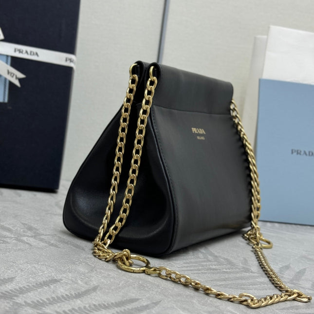 PRADA 25S ENCHAINE MINI BAG 22 IN BLACK CALFSKIN GOLD HARDWARE