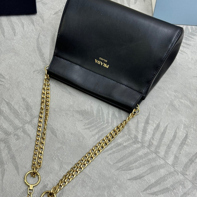 PRADA 25S ENCHAINE MINI BAG 22 IN BLACK CALFSKIN GOLD HARDWARE