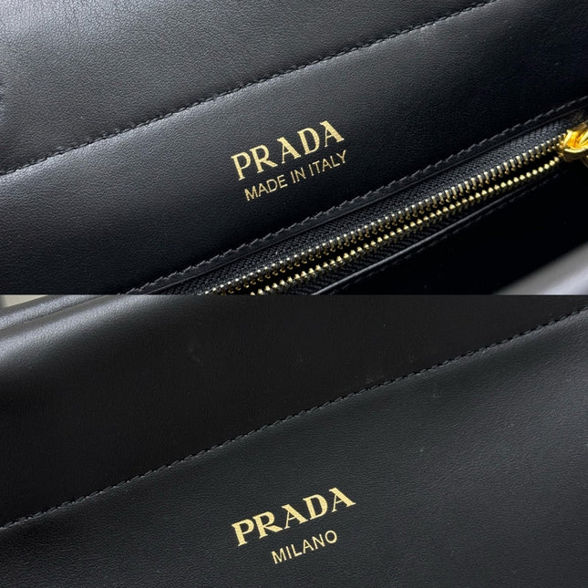 PRADA 25S ENCHAINE MINI BAG 22 IN BLACK CALFSKIN GOLD HARDWARE