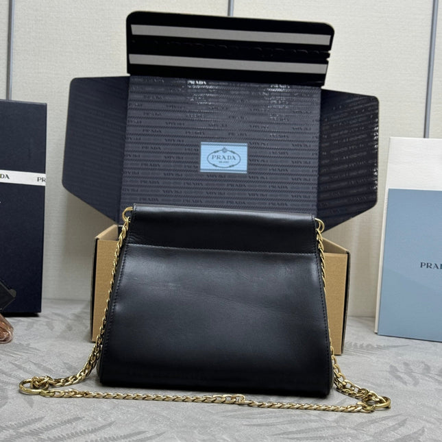 PRADA 25S ENCHAINE MINI BAG 22 IN BLACK CALFSKIN GOLD HARDWARE