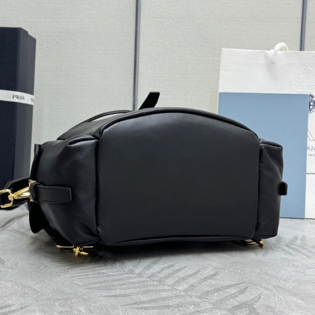 PRADA 25S EXPLORE MEDIUM BACKPACK 29 IN BLACK CALFSKIN GOLD HARDWARE