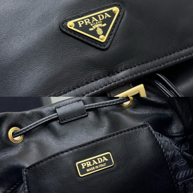 PRADA 25S EXPLORE MEDIUM BACKPACK 29 IN BLACK CALFSKIN GOLD HARDWARE