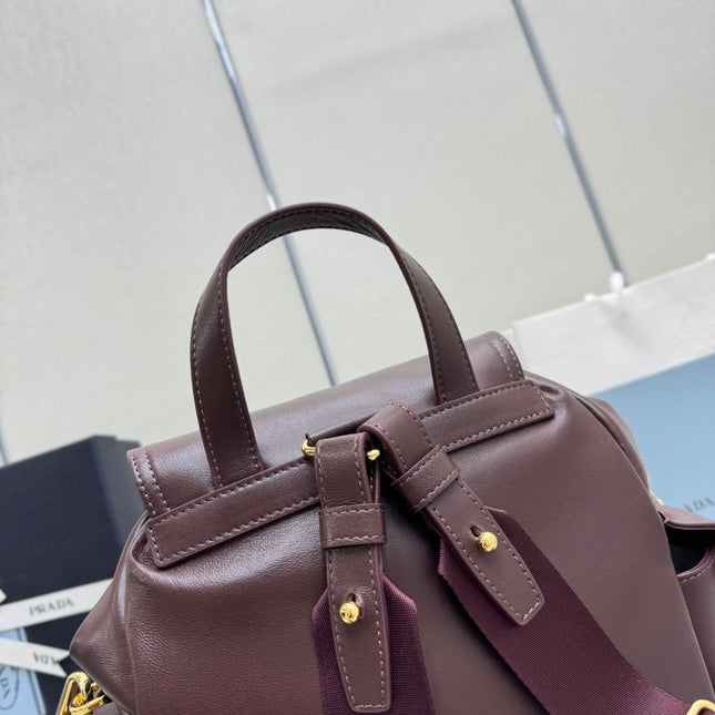 PRADA 25S EXPLORE MEDIUM BACKPACK 29 IN SIENNA CALFSKIN GOLD HARDWARE