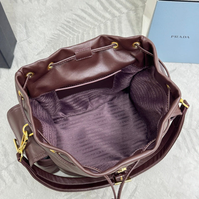 PRADA 25S EXPLORE MEDIUM BACKPACK 29 IN SIENNA CALFSKIN GOLD HARDWARE
