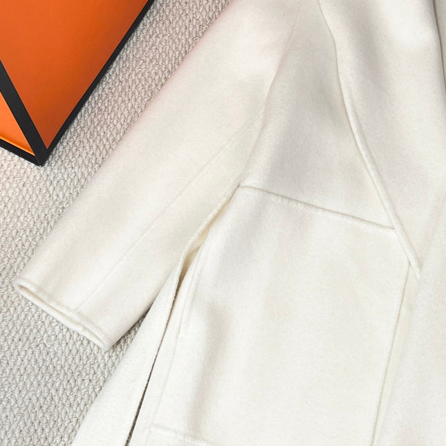 HERMES 25S LAPEL-COLLAR CASHMERE COAT 209
