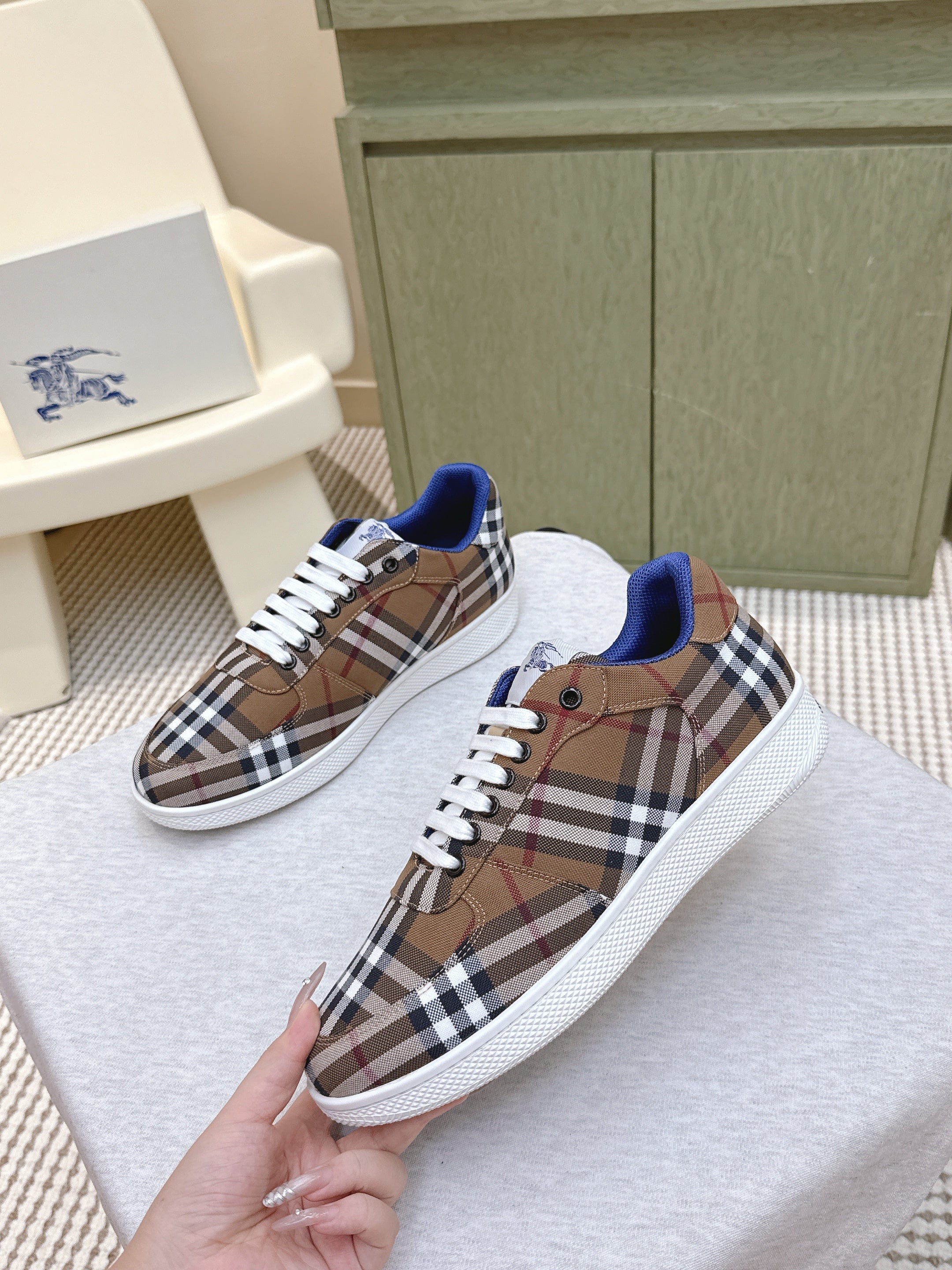 BURBERRY 26S PLAID TERRACE SNEAKERS IN BROWN CANVAS STYLE 12