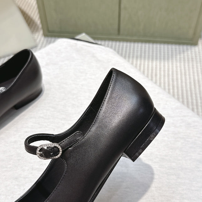 CHANEL 25S MARY JANE FLATS IN BLACK CALFSKIN SILVER HARDWARE