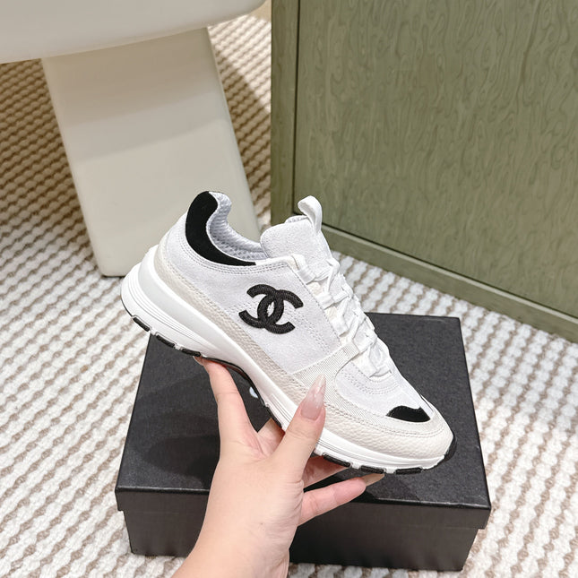 CHANEL 25S LUXURY SNEAKERS IN WHITE CALFSKIN AND SUEDE
