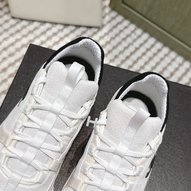 CHANEL 25S LUXURY SNEAKERS IN WHITE CALFSKIN AND SUEDE