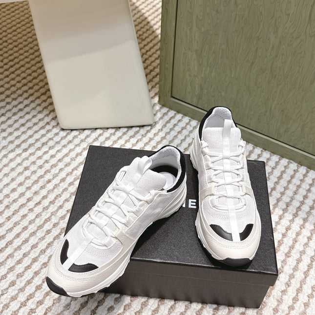 CHANEL 25S LUXURY SNEAKERS IN WHITE CALFSKIN AND SUEDE
