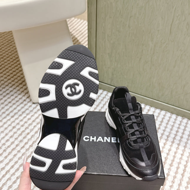 CHANEL 25S LUXURY SNEAKERS IN BLACK CALFSKIN AND SUEDE