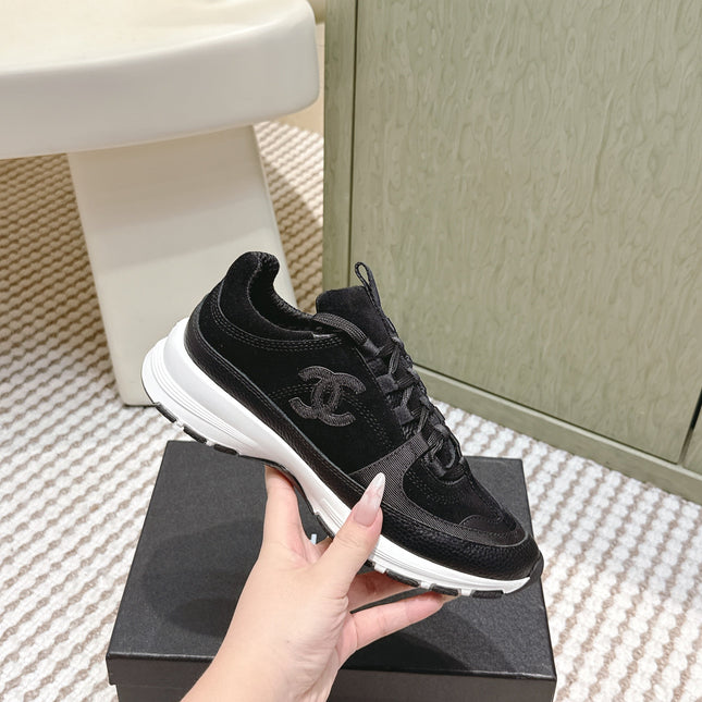 CHANEL 25S LUXURY SNEAKERS IN BLACK CALFSKIN AND SUEDE