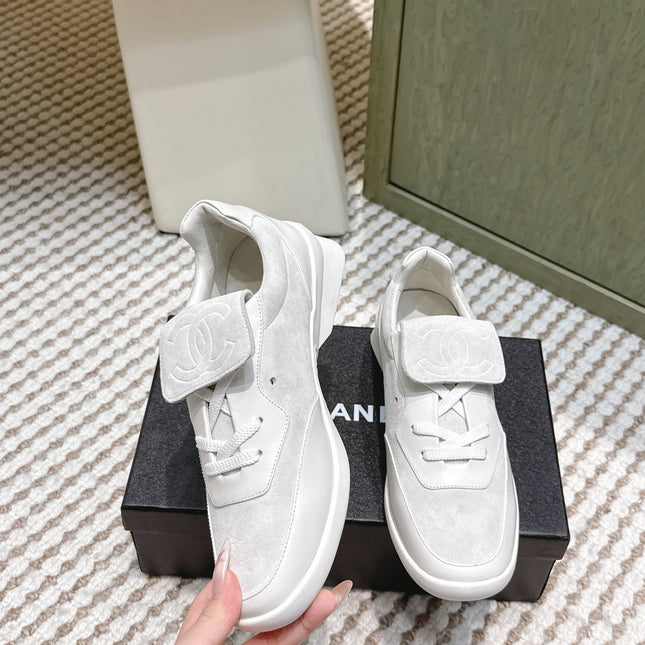 CHANEL 25S SNEAKERS 35MM IN GREIGE SUEDE WITH VELCRO STRAPS