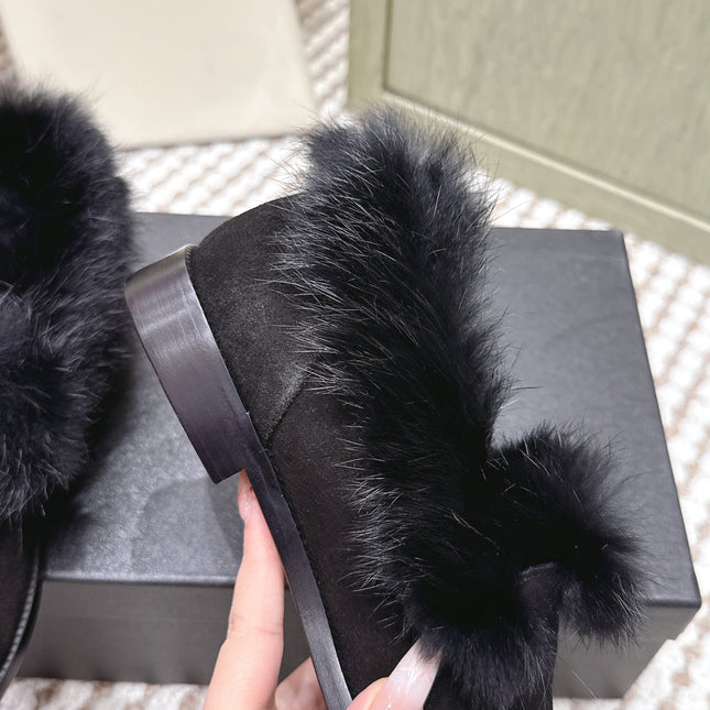 CHANEL 25S LOAFERS MOCCASIN IN BLACK SUEDE WITH MINK FUR LINING