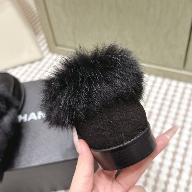 CHANEL 25S LOAFERS MOCCASIN IN BLACK SUEDE WITH MINK FUR LINING