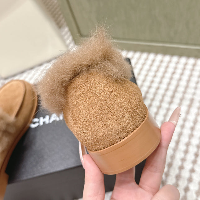 CHANEL 25S LOAFERS MOCCASIN IN BROWN SUEDE WITH MINK FUR LINING